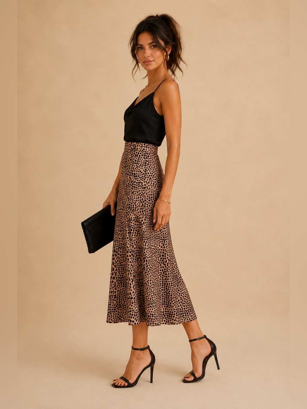 LOFT Leopard Print Satin Feel Flowy Midi Skirt Animal Print A-Line Slip Skirt XL - Picture 2 of 7